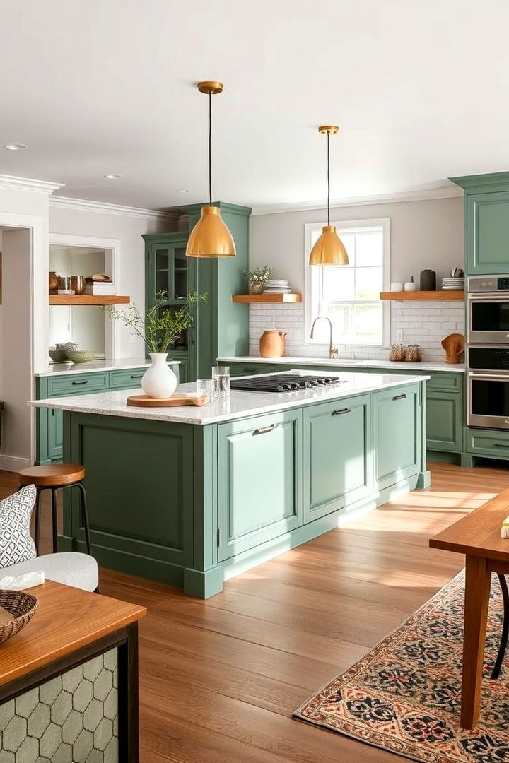 Statement Island in Sage Green - 22 Sage Green Kitchen Ideas