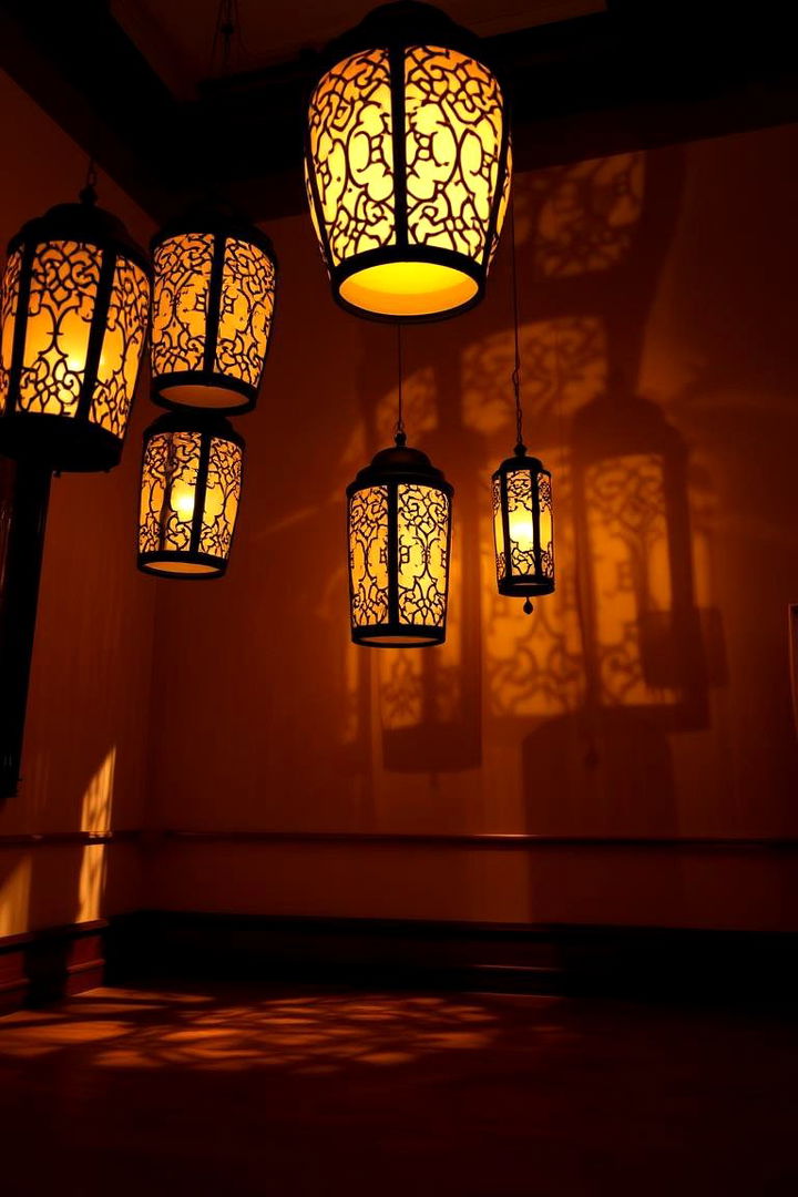 Statement Lanterns and Warm Ambient Lighting - 22 Moroccan Living Room Ideas