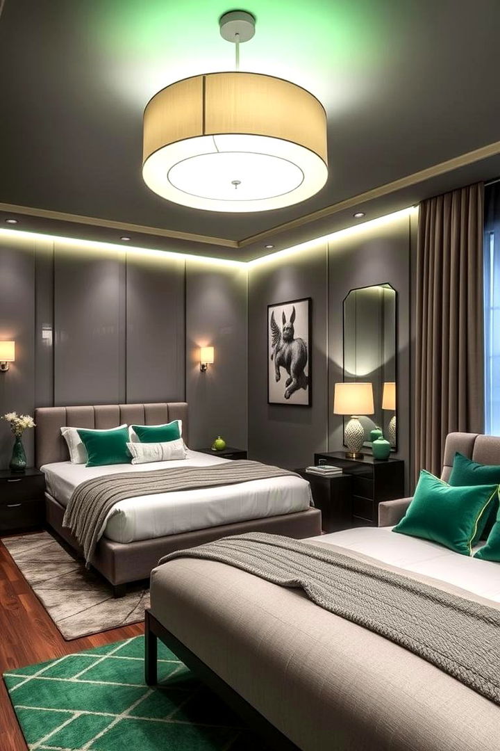 Statement Lighting - 22 Green and Grey Bedroom Ideas