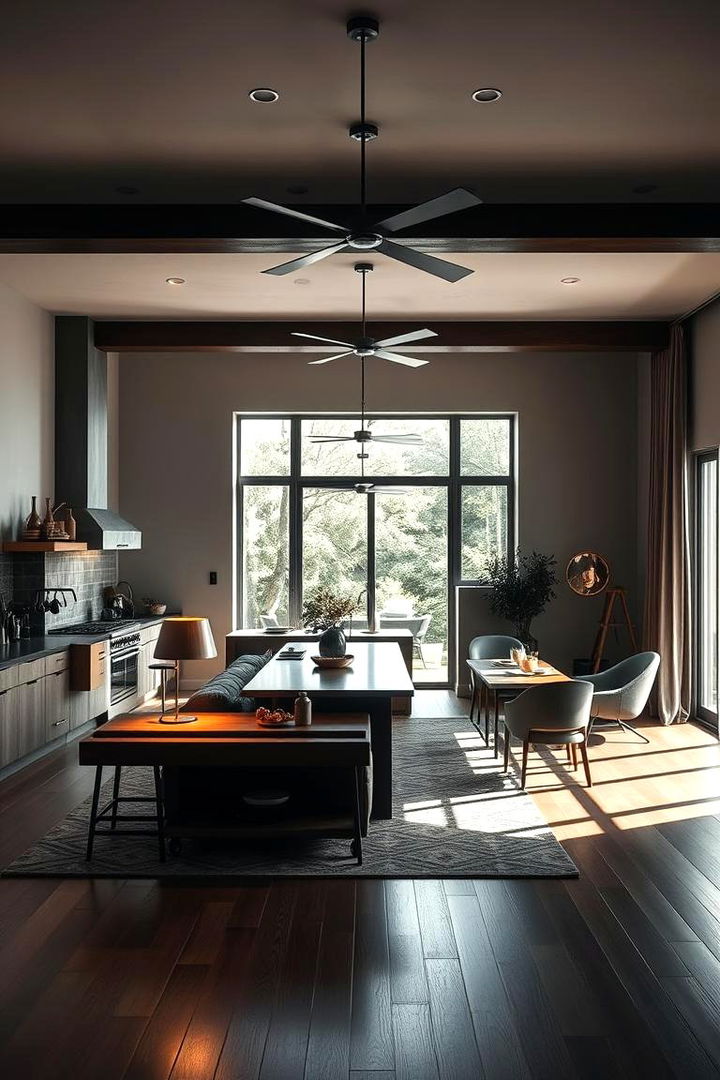 Statement Lighting Accents - 22 Open Kitchen Living Room Ideas