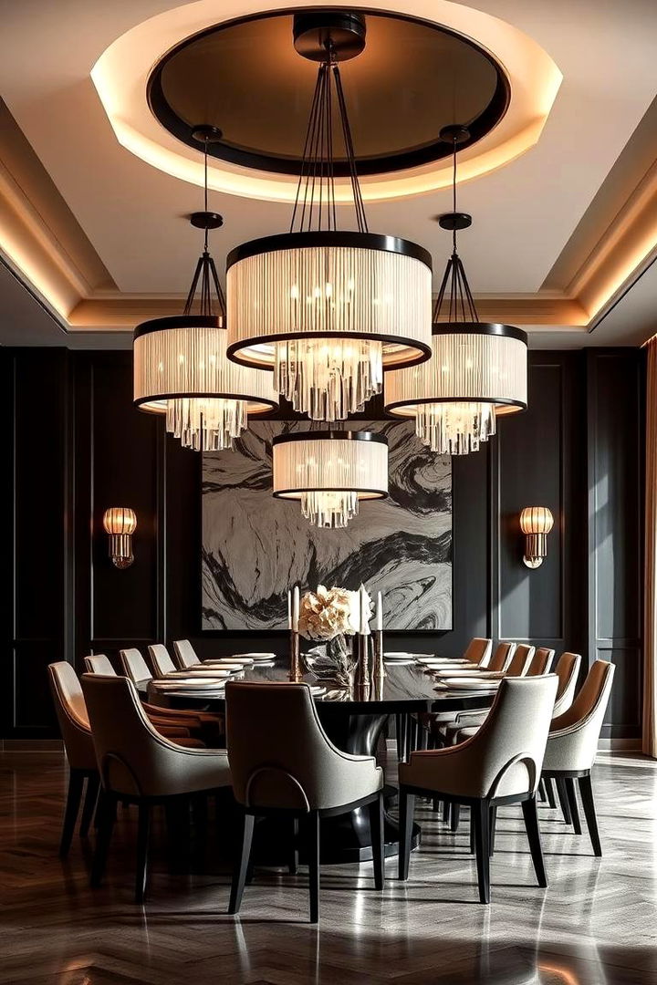 Statement Lighting Fixtures - 22 Glam Dining Room Ideas