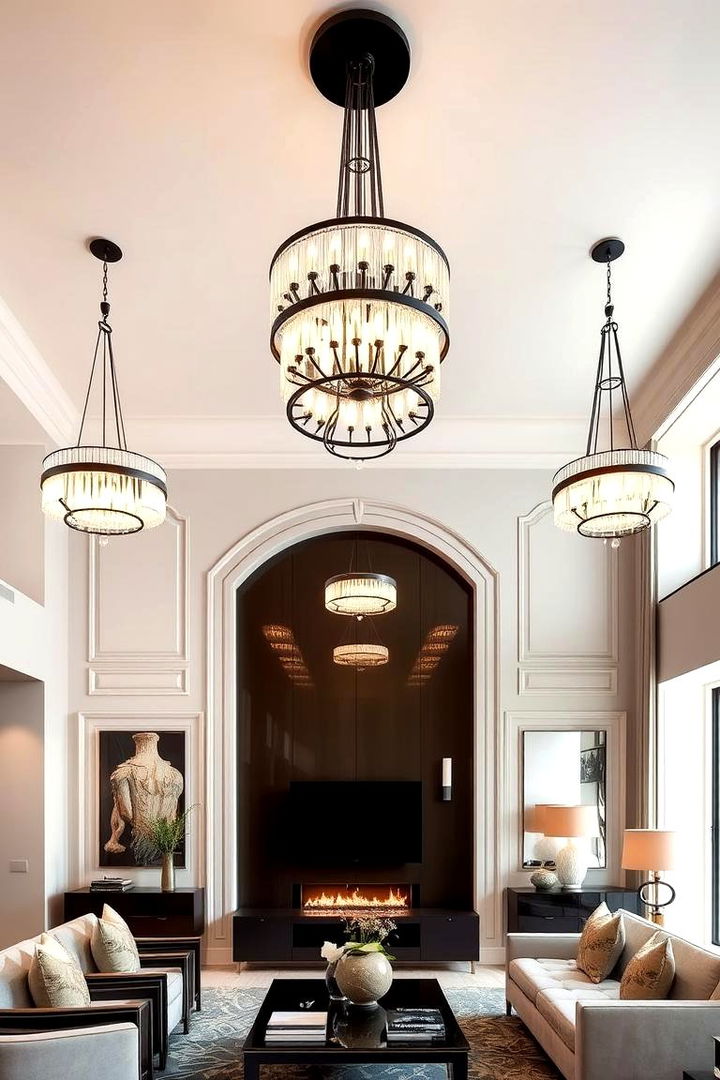 Statement Lighting Fixtures - 22 Large Living Room Ideas