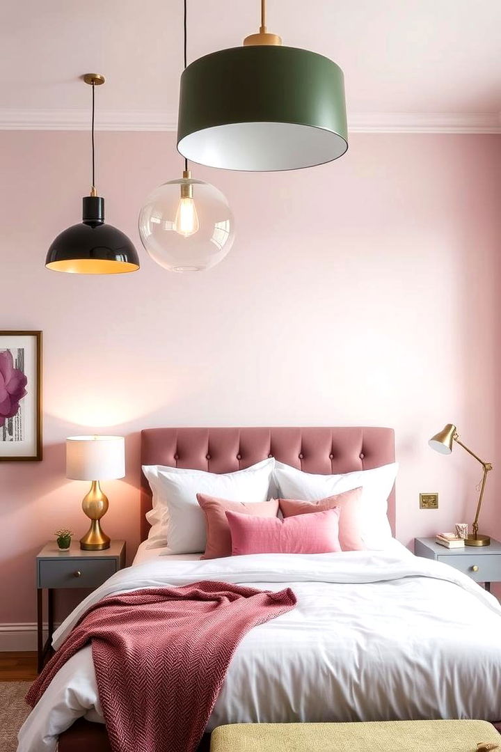 Statement Lighting Fixtures - 22 Pink and Green Bedroom Ideas