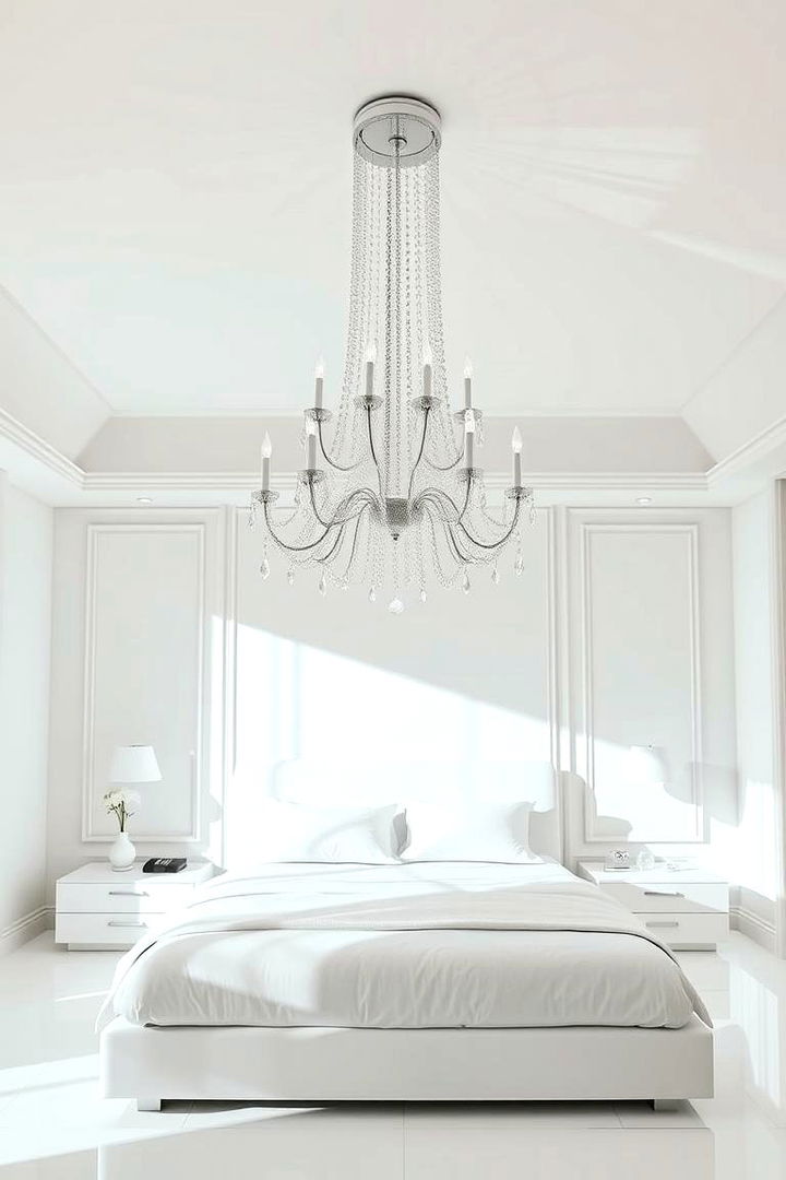 Statement Lighting Fixtures - 22 Small White Bedroom Ideas
