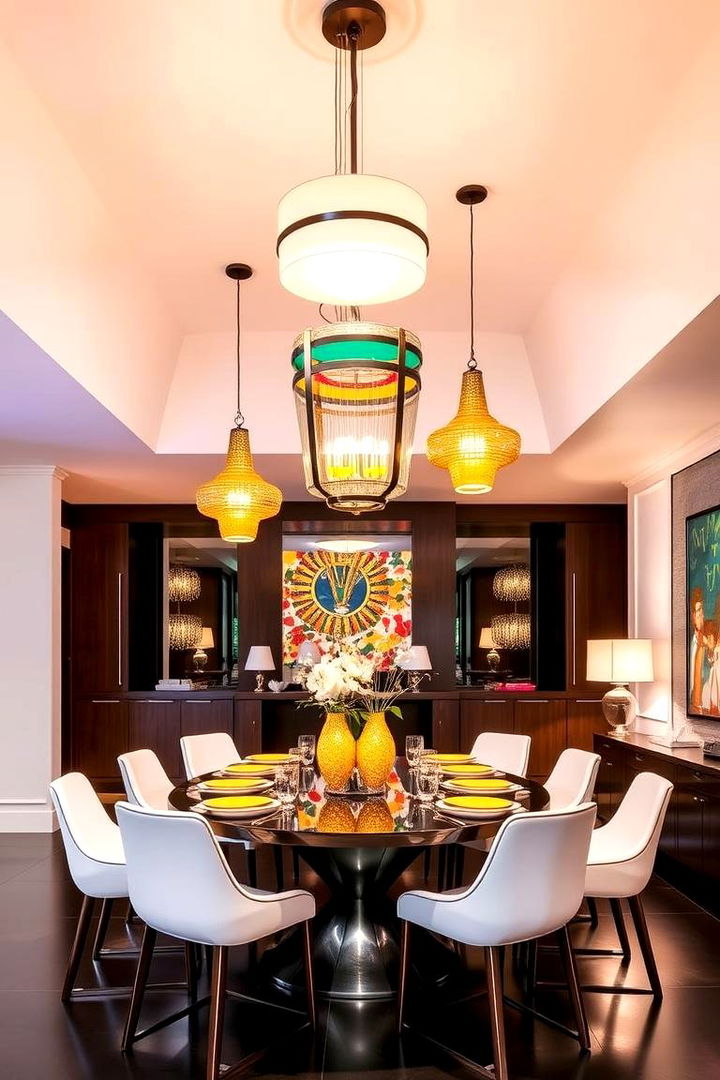 Statement Lighting Fixtures - 22 Boho Dining Room Ideas