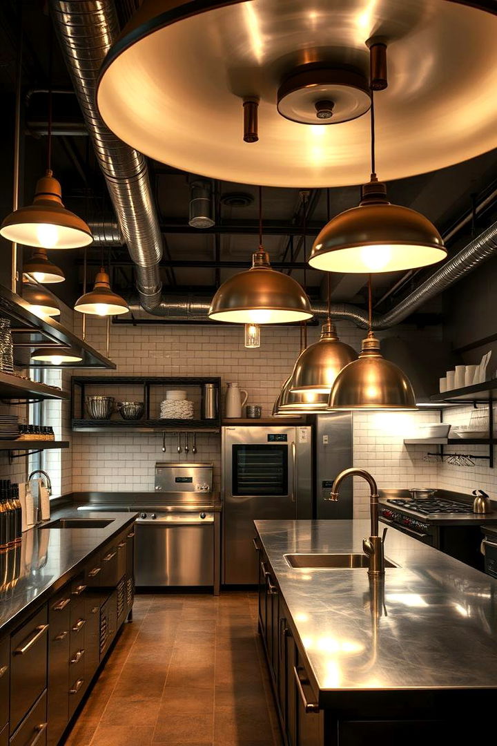Statement Lighting Fixtures for Dramatic Impact - 22 Industrial Kitchen Ideas
