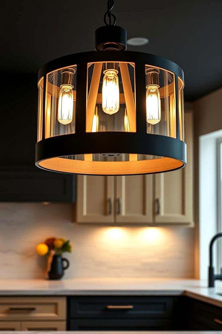 Statement Lighting Fixtures with Dual Tone Aesthetics - 22 black and beige kitchen ideas