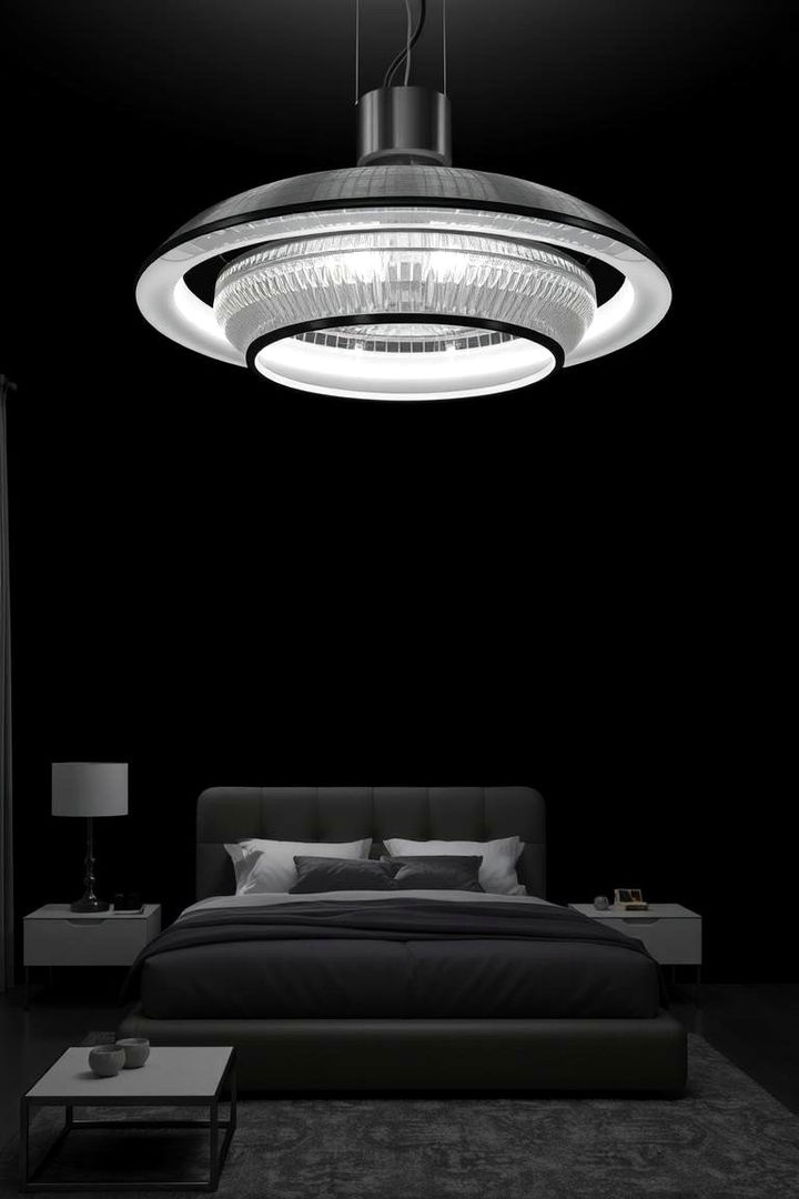 Statement Lighting Focus - 22 Black and Silver Bedroom Ideas