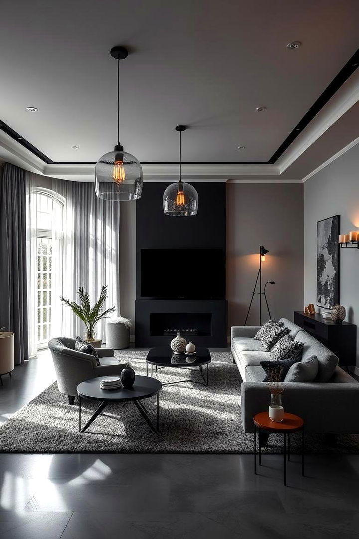 Statement Lighting Focus - 22 grey flooring living room ideas