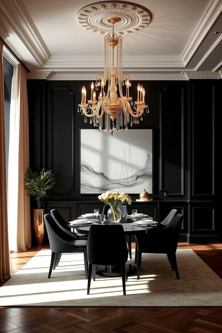 Statement Lighting Focus - 22 Black Accent Wall Dining Room Ideas