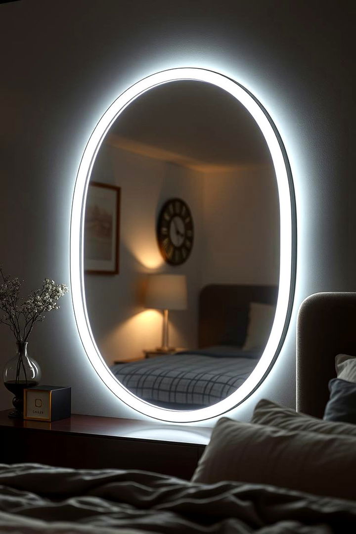 Statement Lighting Mirror - 22 Bedroom Mirror Ideas