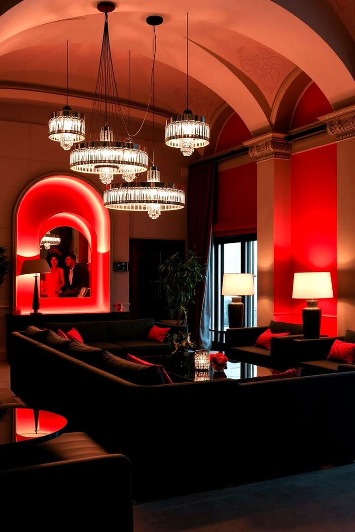 Statement Lighting and Ambiance - 22 Red and Black Bedroom Ideas