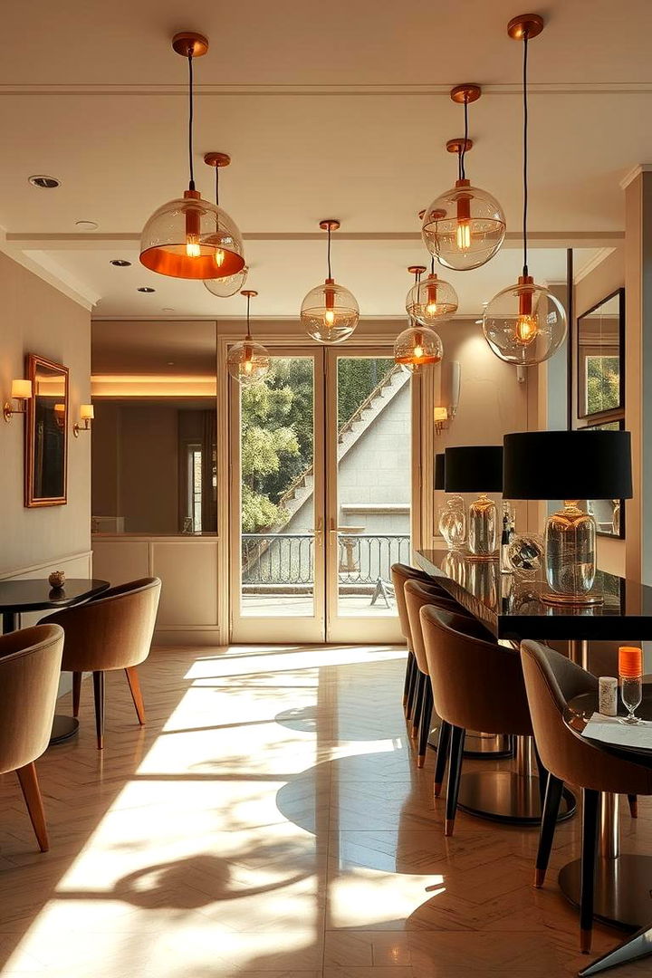 Statement Lighting with Gold Hues - 22 Gold Bathroom Ideas