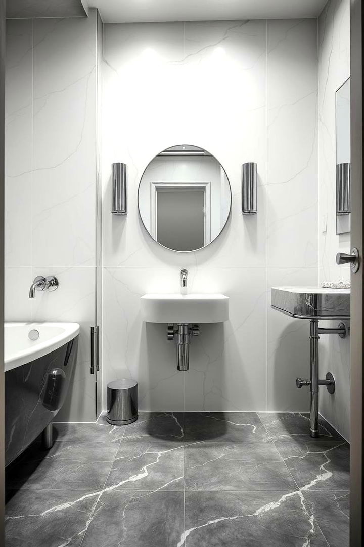 Statement Metallic Touch - 22 Gray Floor Bathroom Ideas