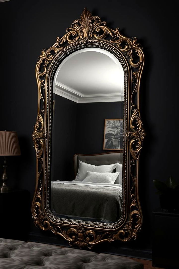 Statement Mirror - 22 Dark Bedroom Ideas