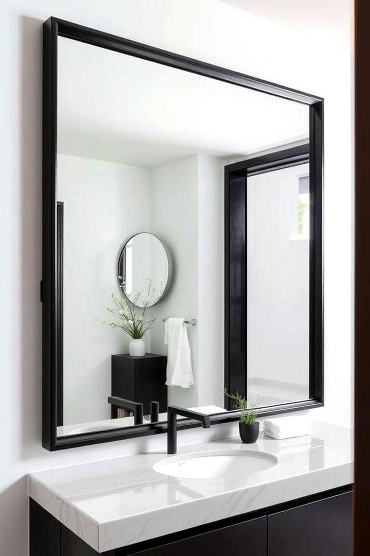 Statement Mirror Highlights - 22 Black and Grey Bathroom Ideas