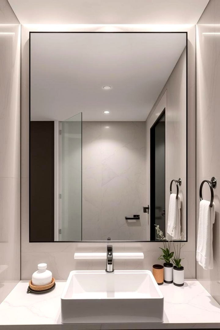 Statement Mirror and Lighting Focus - 22 Large Bathroom Ideas