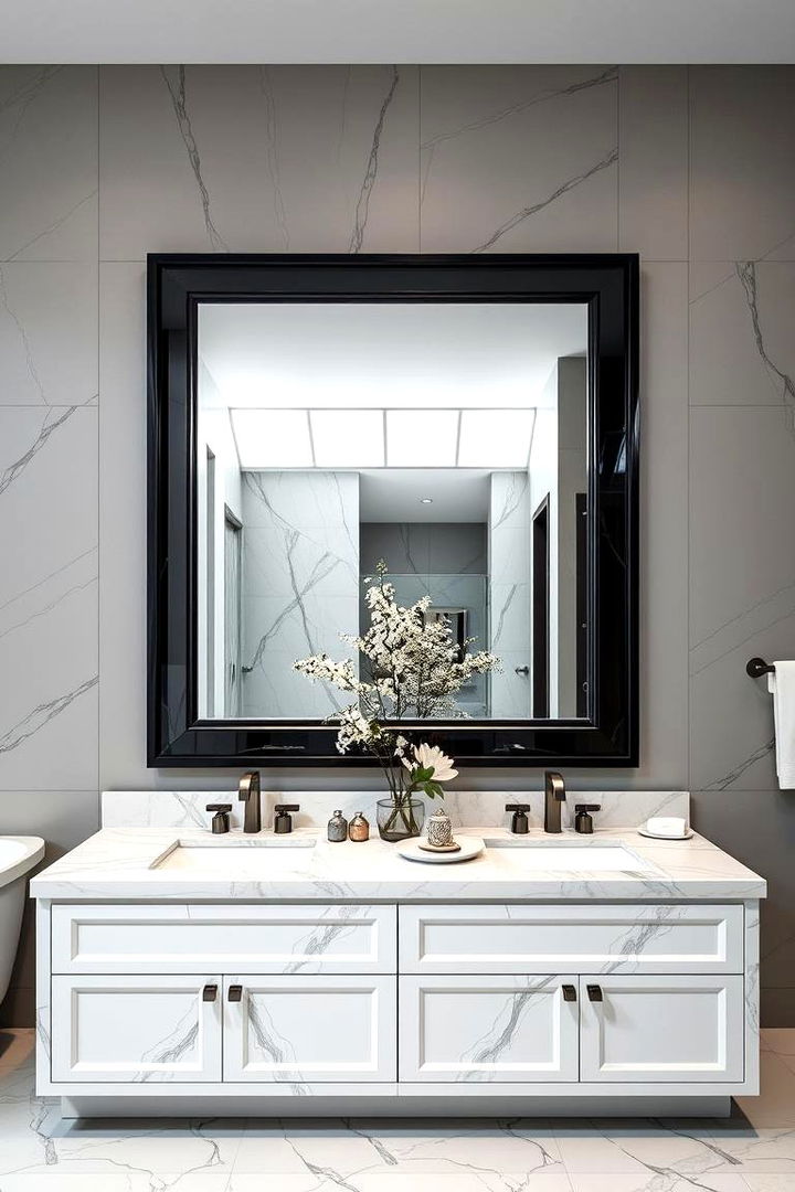 Statement Mirrors - 22 Double Vanity Bathroom Ideas