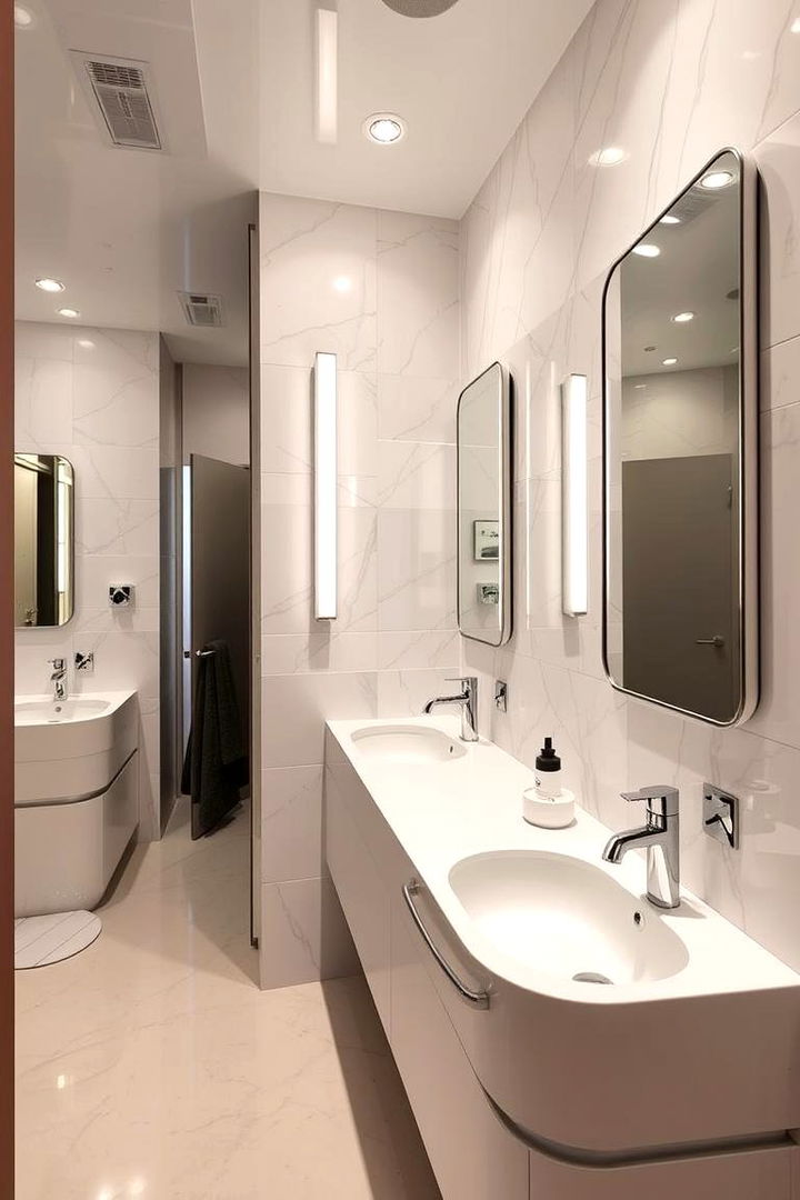 Statement Mirrors and Distinctive Lighting - 22 Teen Bathroom Ideas