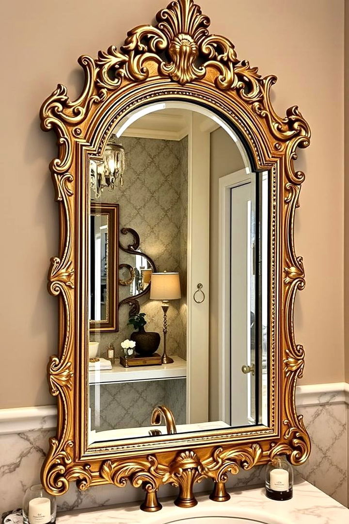 Statement Mirrors and Frames - 22 Maximalist Bathroom Design Ideas