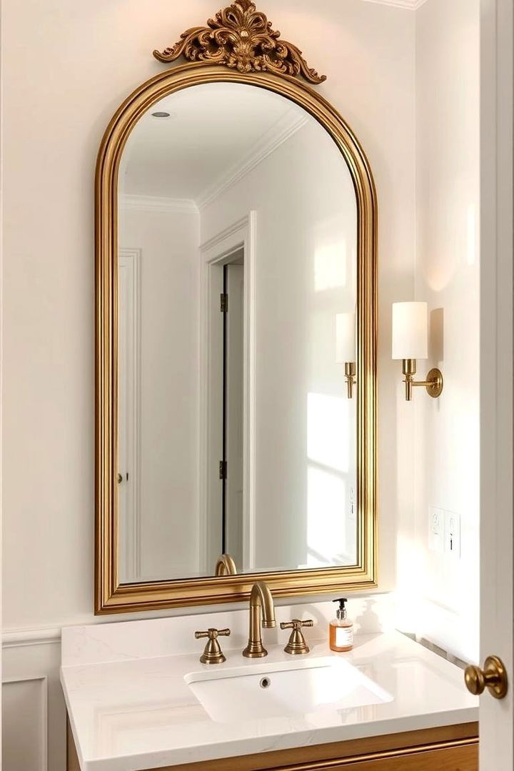 Statement Mirrors as Focal Points - 22 Hall Bathroom Ideas