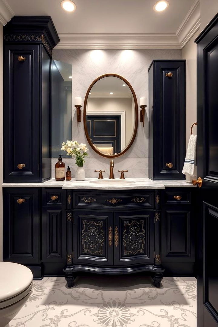 Statement Navy Vanity - 22 Navy Blue Bathroom Ideas