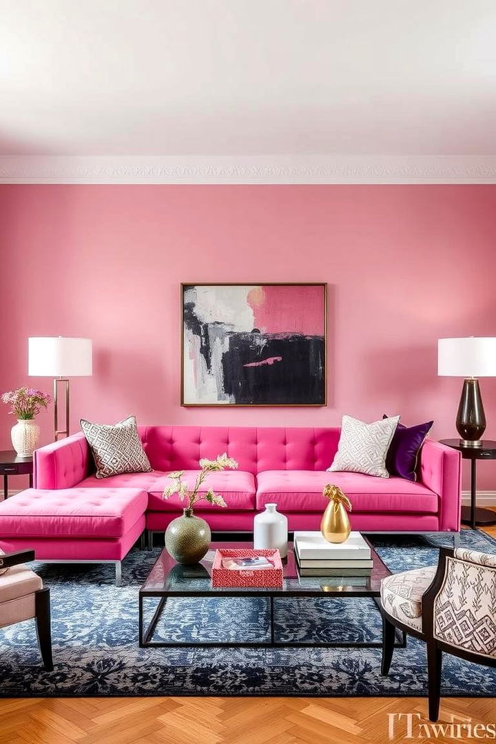 Statement Pink Sofas - 22 Pink Living Room Ideas