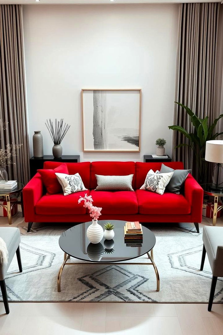 Statement Red Sofa Centerpiece - 22 Red Living Room Ideas