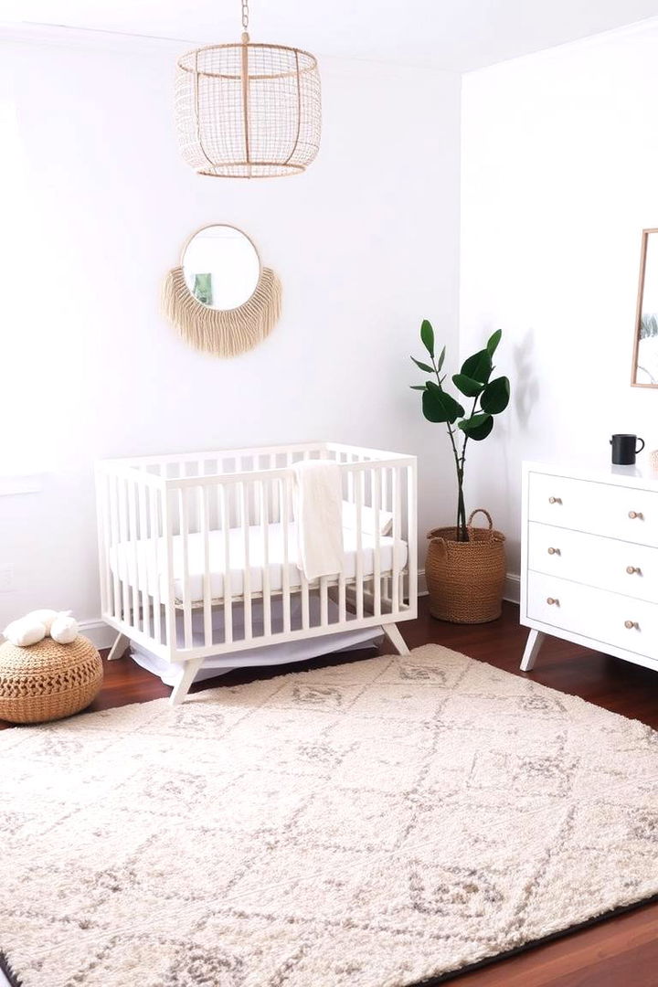 Statement Rugs in Neutral Tones - 22 Minimalist Nursery Ideas