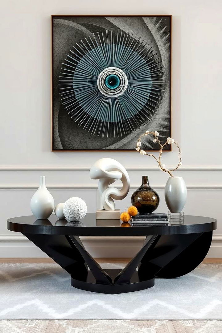 Statement Sculptural Pieces - 22 Sofa Table Decor Ideas