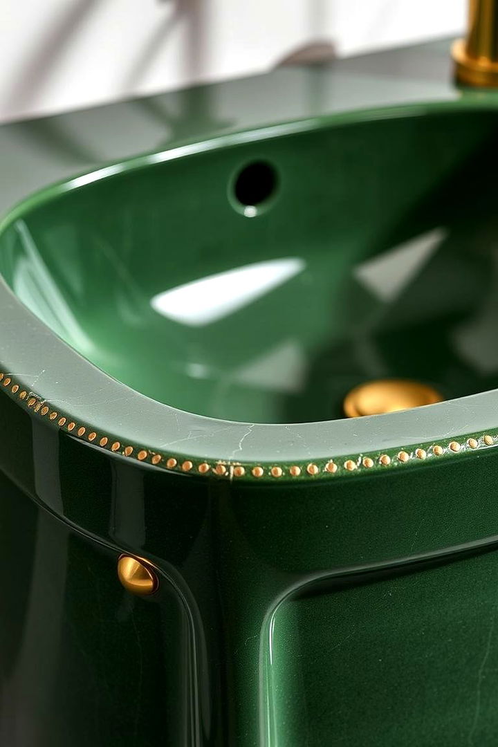 Statement Sink Designs - 22 Green and Gold Bathroom Ideas