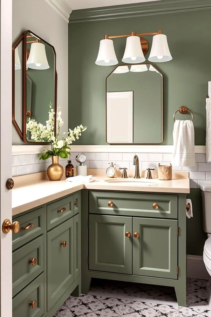 Statement Vanity Designs - 22 Sage Green and Cream Bathroom Ideas