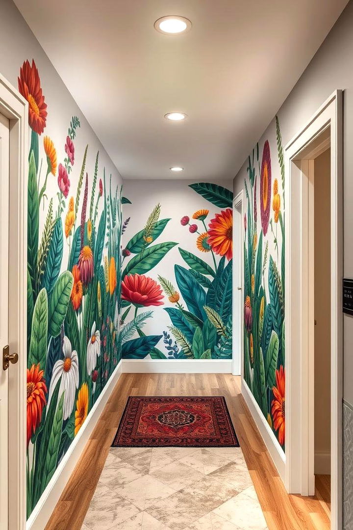 Statement Wall Murals - 22 Boho Hallway Ideas