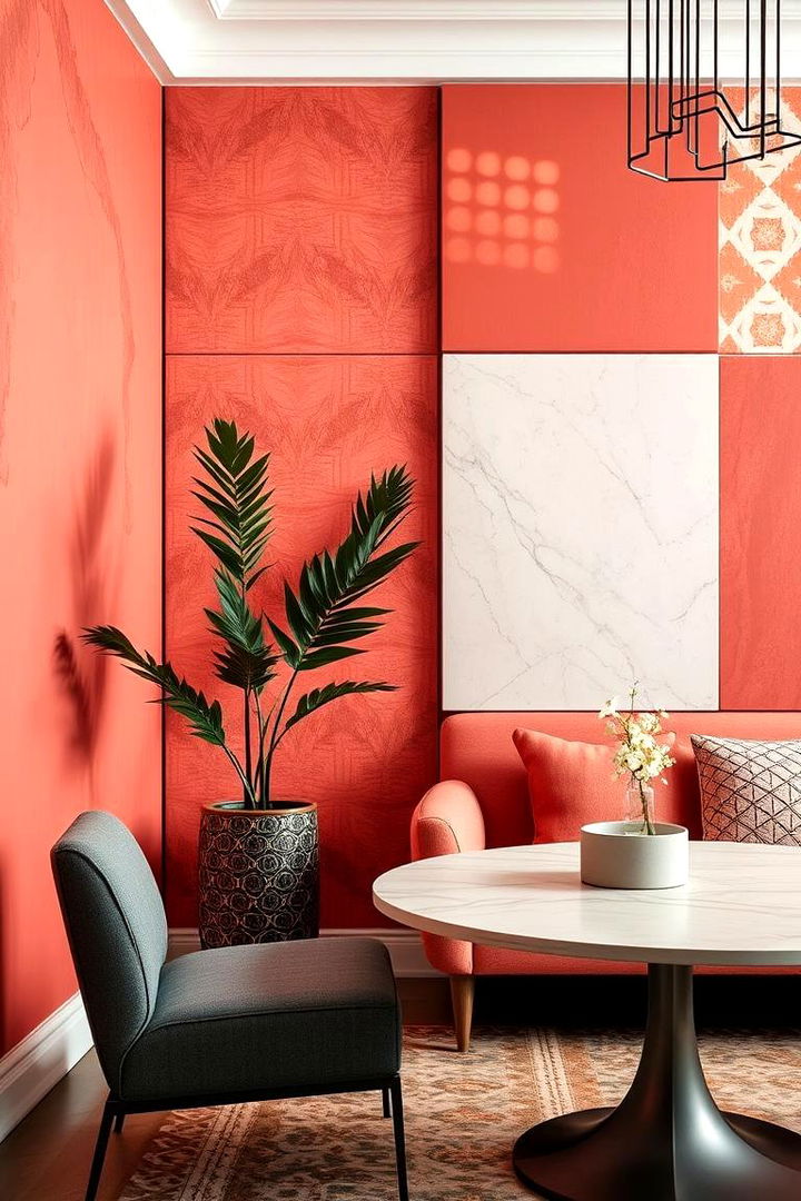 Statement Wall Panels in Coral - 22 Coral Bedroom Ideas
