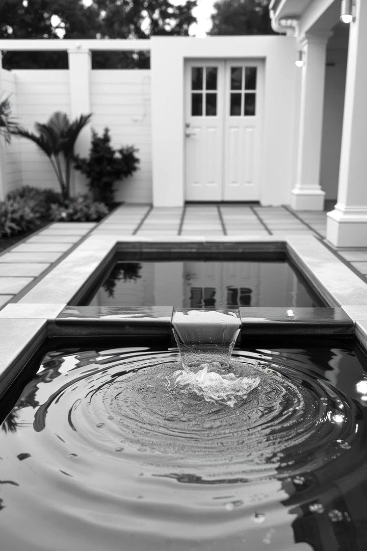 Statement Water Features - 22 Black and White Patio Ideas