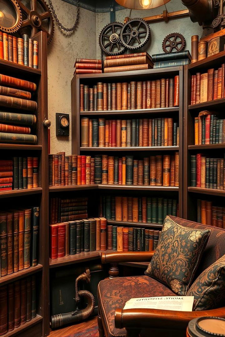 Steampunk Literature Nook - 22 Steampunk Bedroom Ideas