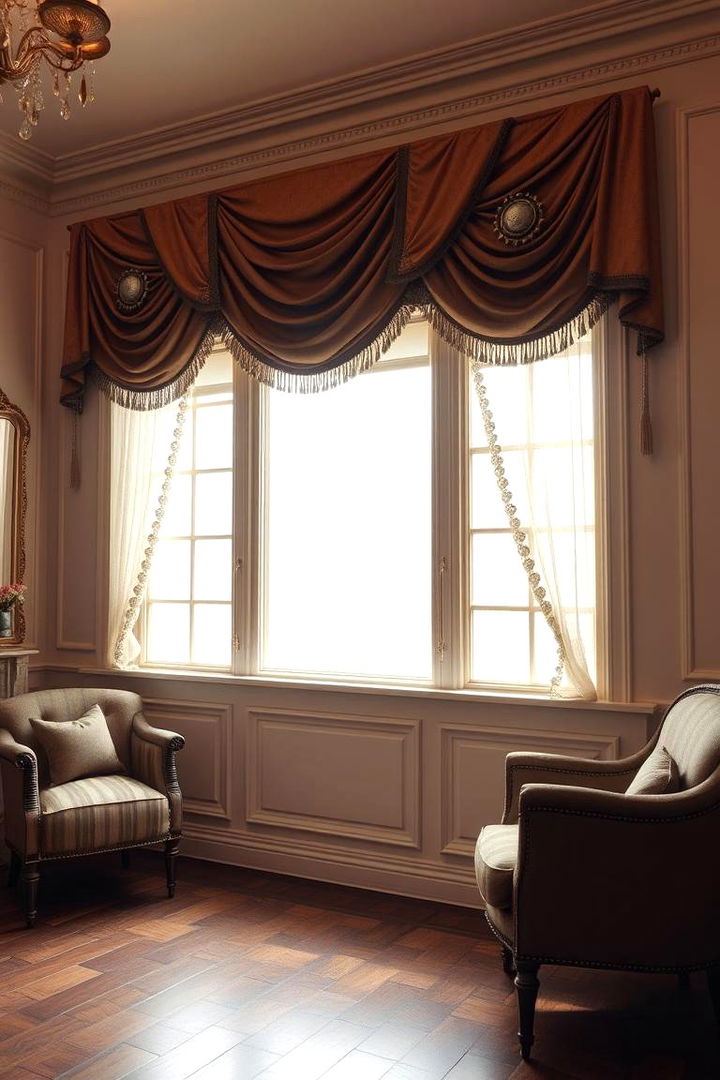 Steampunk inspired Window Treatments - 22 Steampunk Living Room Ideas