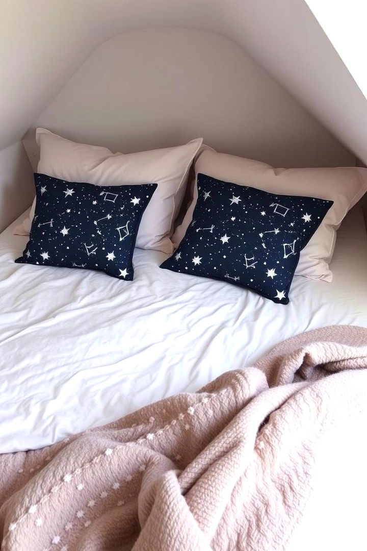 Stellar Bedding and Pillows - 22 galaxy space-themed bedroom ideas