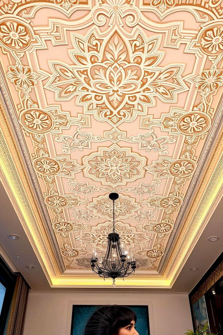 Stencil Art Accents - 22 Cheap Ceiling Ideas