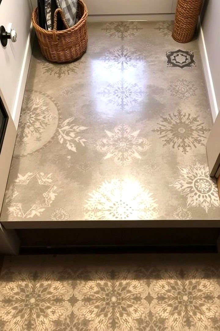 Stenciled Concrete Artistry - 22 Mudroom Floor Ideas