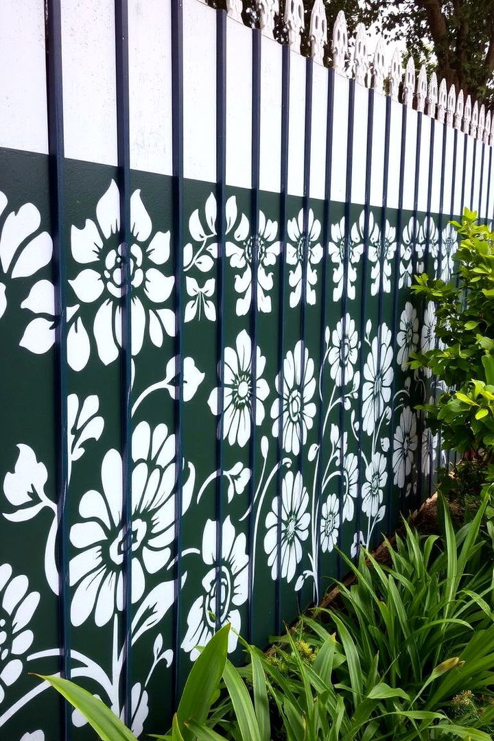 Stenciled Patterns that Elevate the Fence Aesthetic - 22 Fence Art Ideas