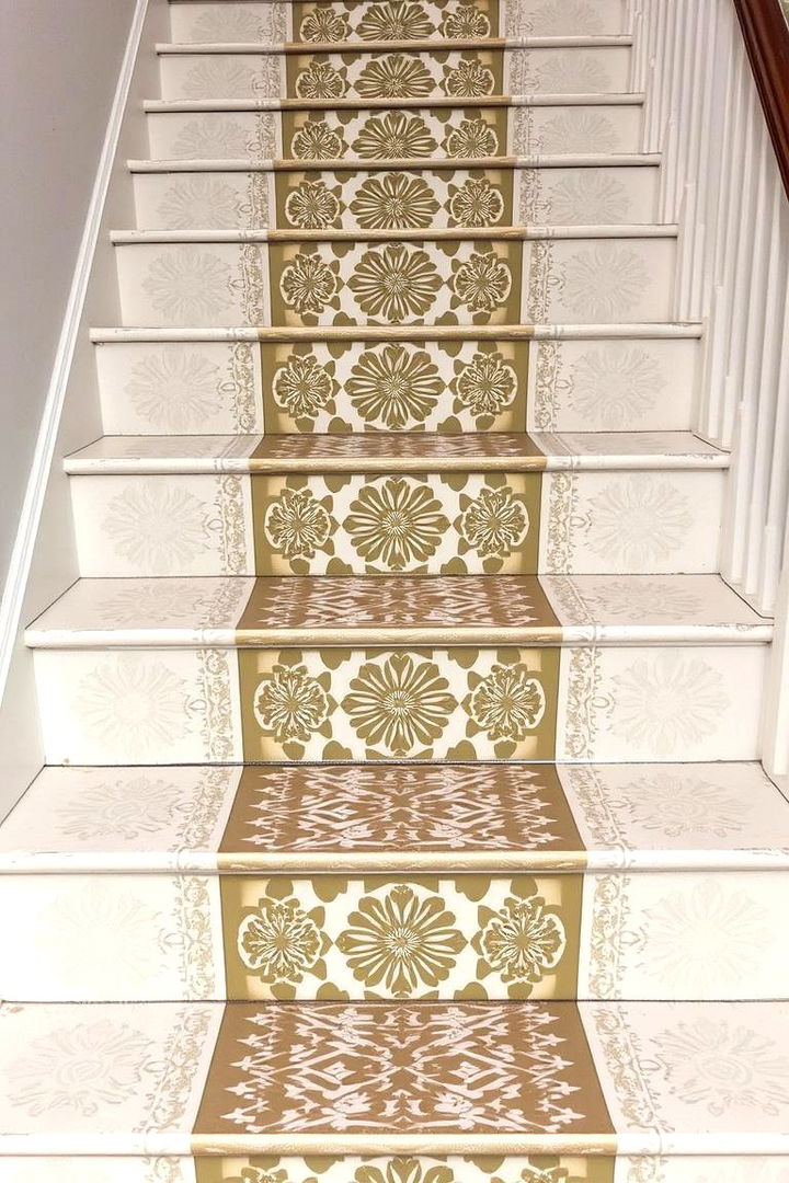 Stenciled Patterns - 22 Painted Stair Ideas