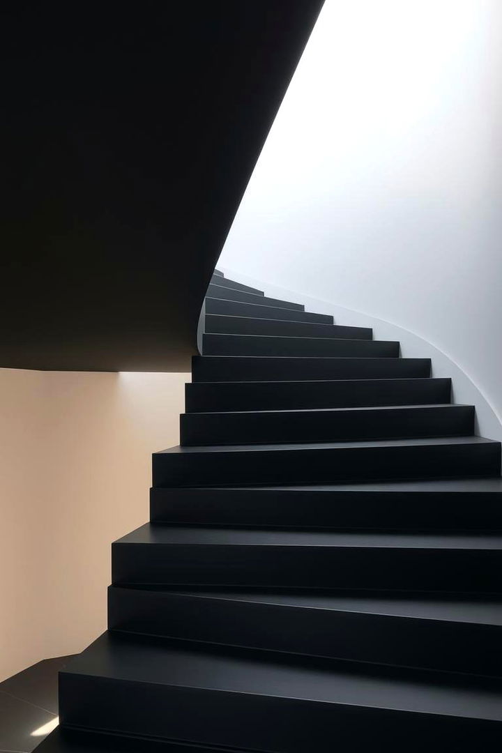 Stepped Design with Light Diffraction - 22 black staircase ideas