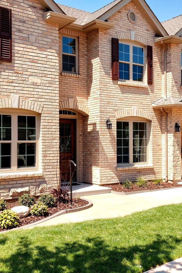 Stone Accent Combinations - 22 Beige Brick Exterior Home Ideas
