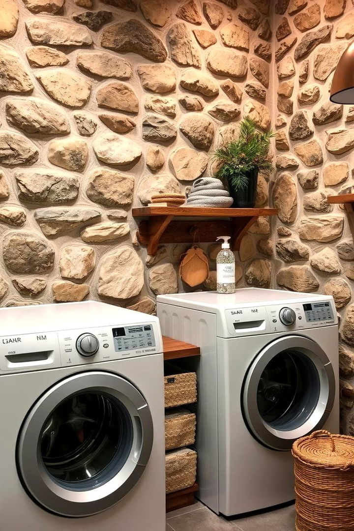 Stone Accents to Enhance Authenticity - 22 Rustic Laundry Room Ideas