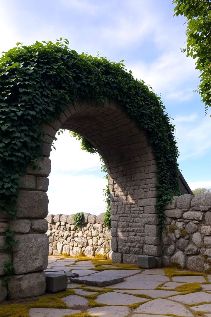 Stone Arch Bridge with Lush Ivy - 22 Garden Bridge Ideas