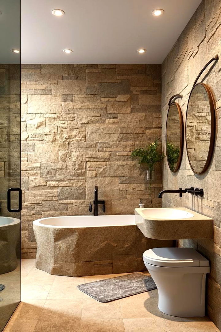 Stone Cladding Paneling for Natural Texture - 22 Bathroom Wall Paneling Ideas