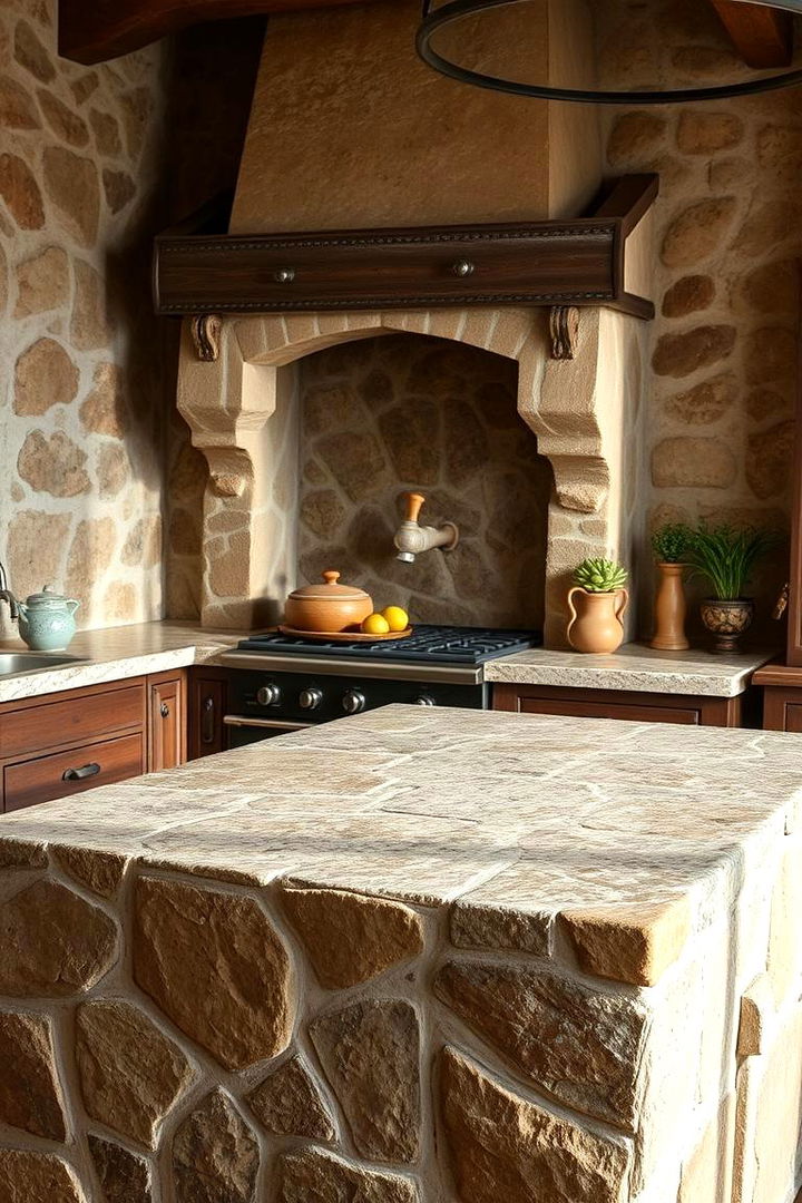 Stone Countertop Charm - 22 Primitive Kitchen Ideas