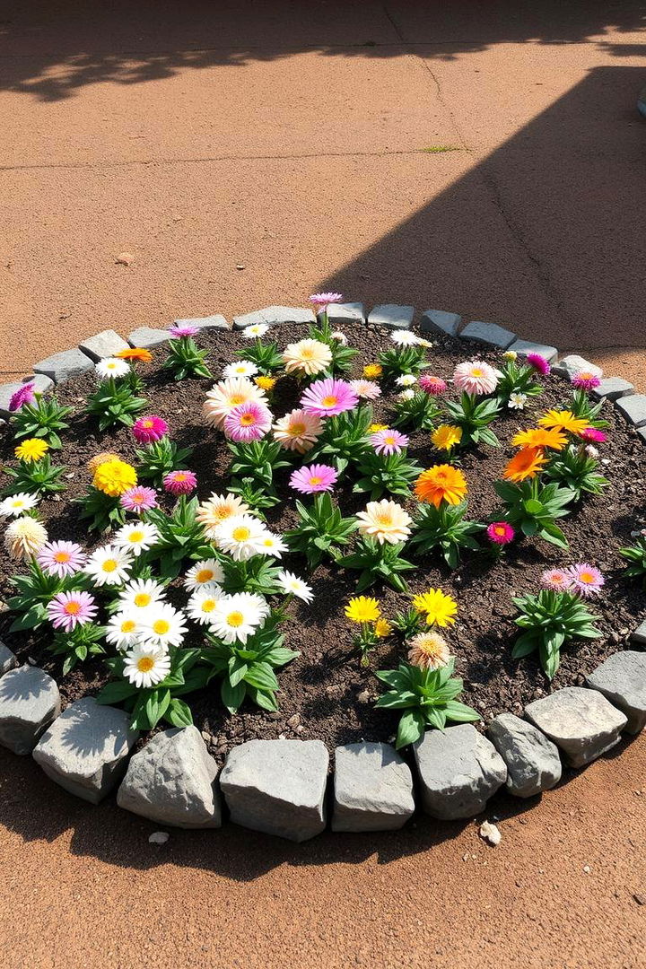 Stone Edged Circular Bed - 22 Round Garden Bed Ideas