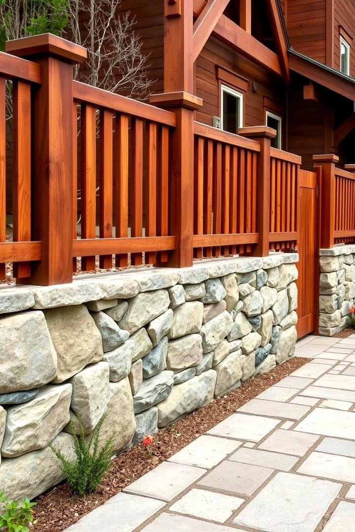 Stone Embedded Fence Feature - 22 Front Yard Fence Ideas